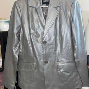 Genuine Leather Pewter Blazer Sz 8T